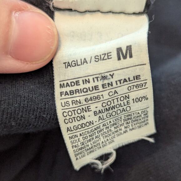 United Colors of Benetton Made in Italy Long Sleeve Black Tee w/ Lace Up Sides M - Picture 6 of 6